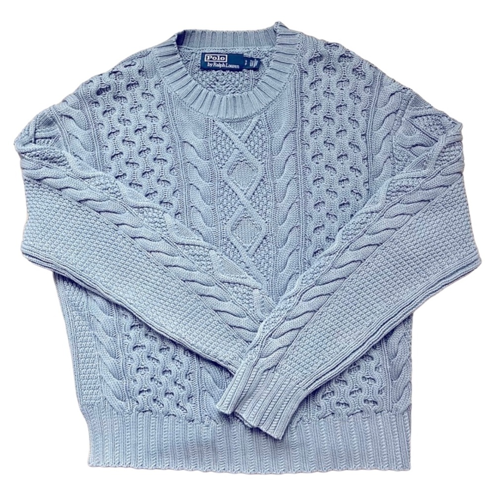 Polo Ralph Lauren Blue oversized women’s cable knit sweater New 2023